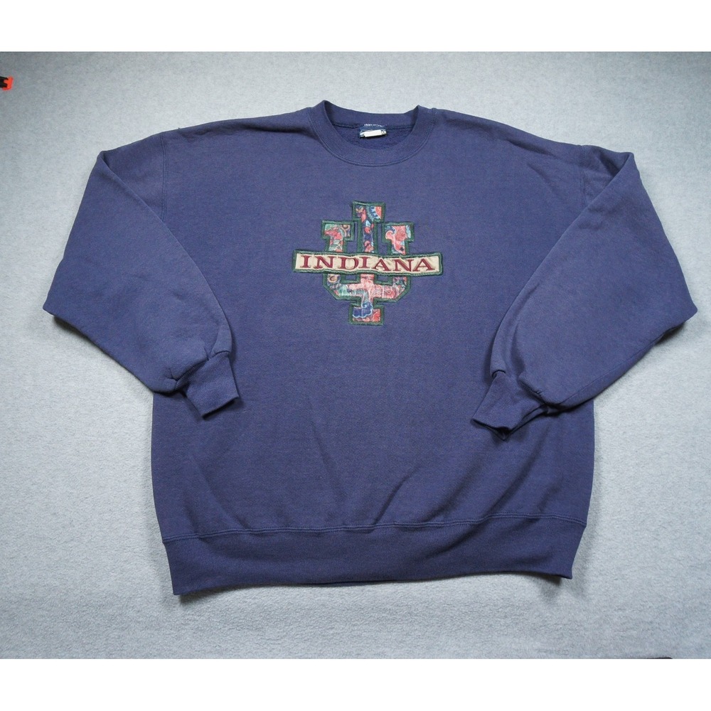 Vintage Indiana University Sweatshirt Mens XLarge Blue Crewneck College Sweater
